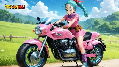 ブルマとピンクのバイク