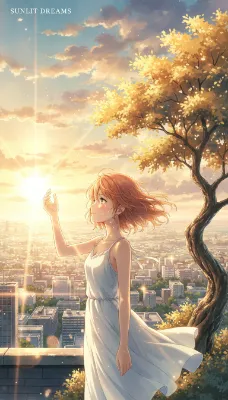 太陽の光に手を伸ばす少女の夢