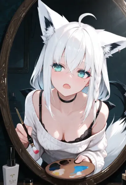 鏡に映る白狐の創作時間