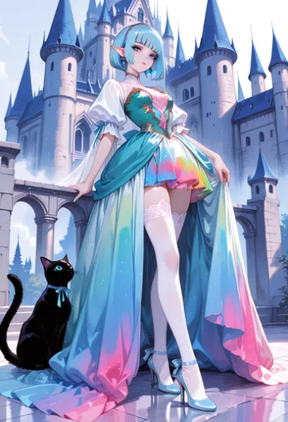 虹色の姫と黒猫の城下物語