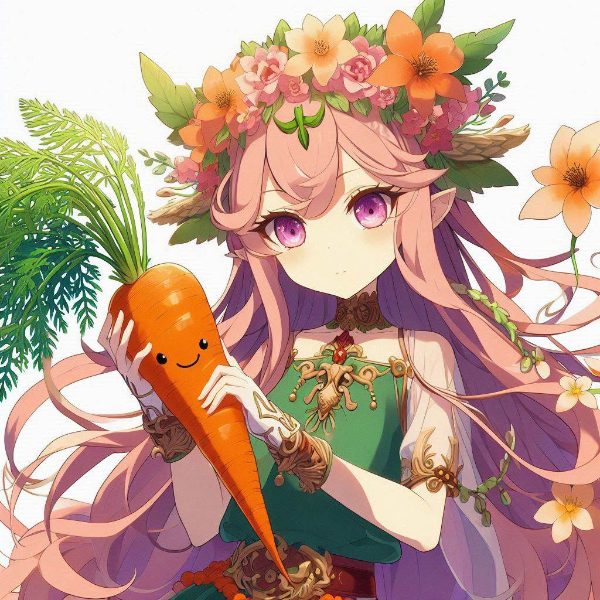 顔のあるニンジンを抱えているマンドラゴラの少女