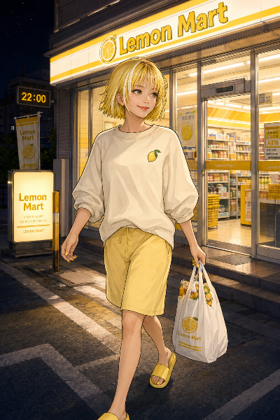 コンビニ帰りのレモンちゃん🍋