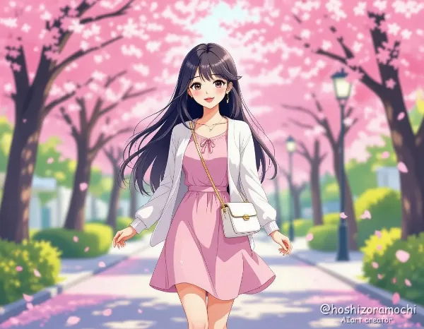 桜舞う春の散歩道 - A stroll along a spring path with cherry blossoms falling