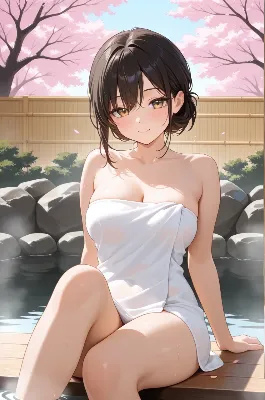 桜の湯に濡れる彼女