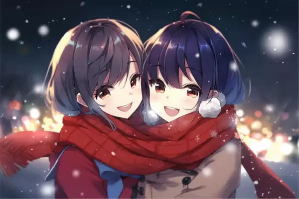 マフラー＋女の子2人