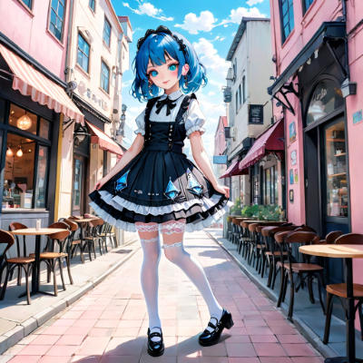 カフェ街の青髪さん