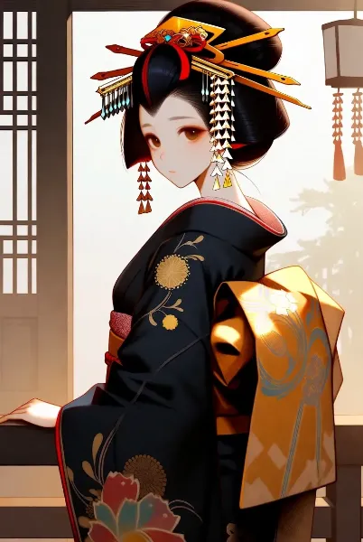 華やかな着物の優雅な女性