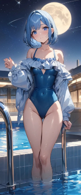 月とプール