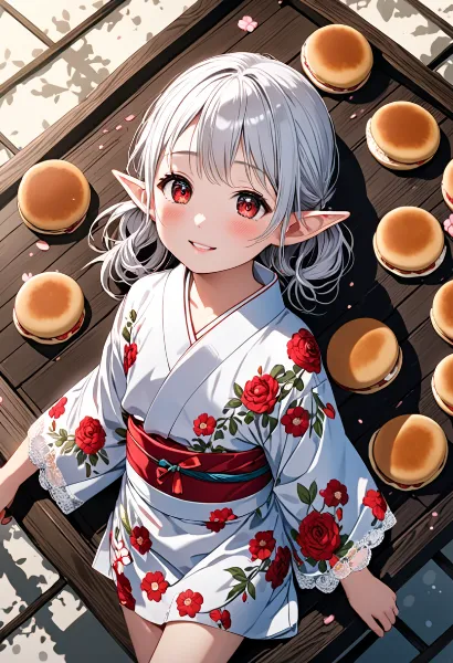 桜舞う庭でエルフの甘い宴