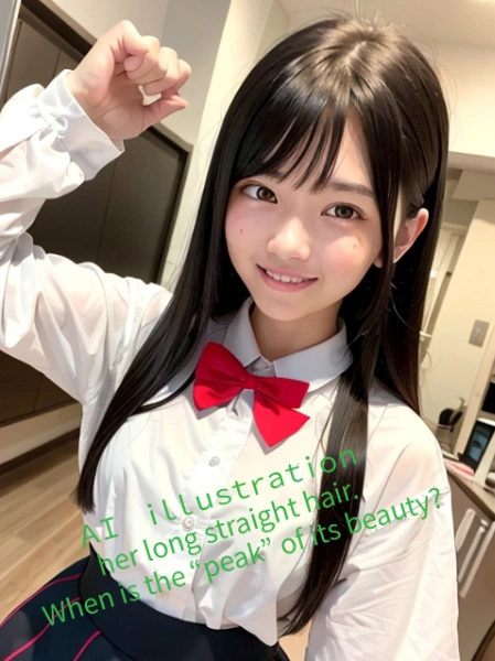 ストレートロングの黒髪美少女