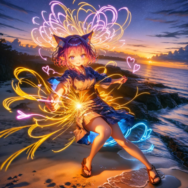 8枚）手持ち花火でハート