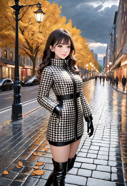 千鳥格子のコート