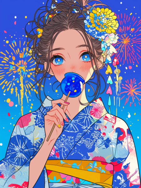 青いりんご飴。