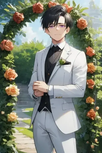 花婿な黒髪短髪男性・その１（４枚）