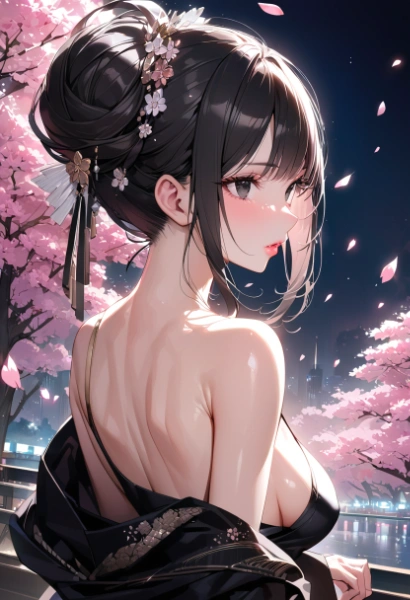 注文のお題『うなじ』と夜桜