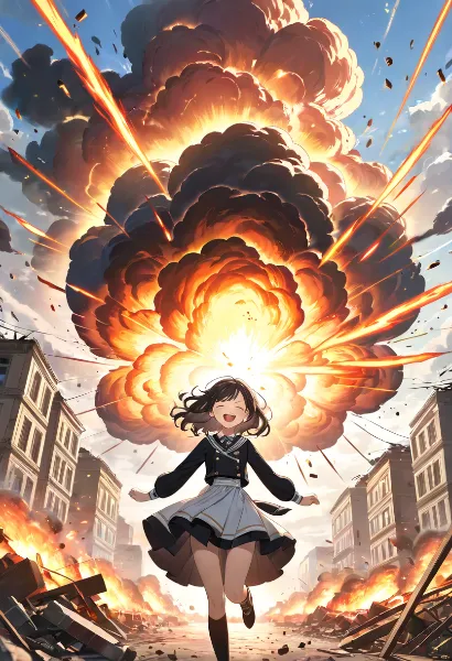 爆炎の中心で笑う少女