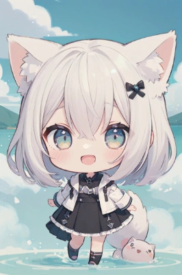 白髪ネコ耳
