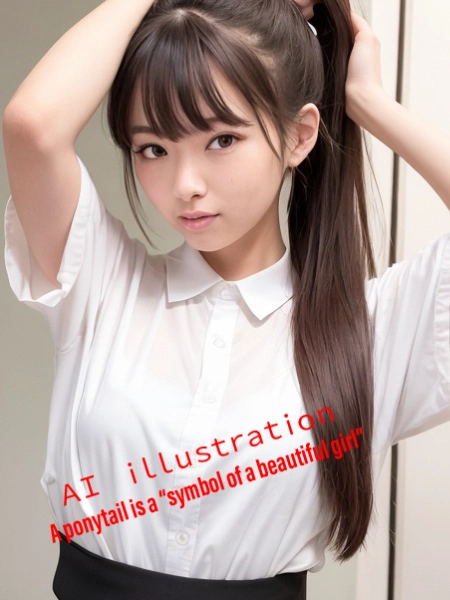 髪を縛るポニーテール美少女