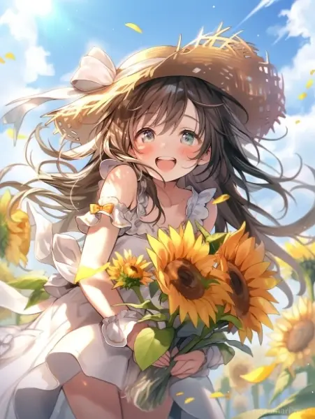 ひまわりと教会