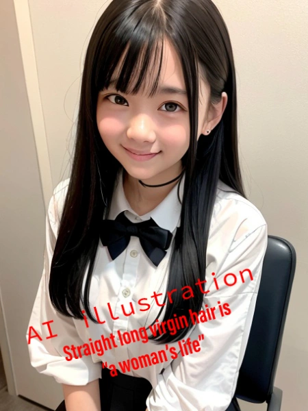 ストレートロングの黒髪美少女