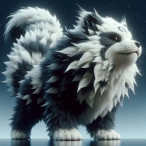 白と黒の毛並みの熊と猫が混じった生きもの達🐼