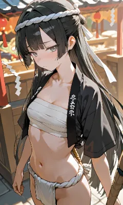 黒髪ロング　褌