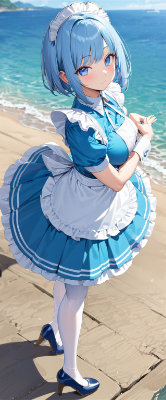 海とメイドさん
