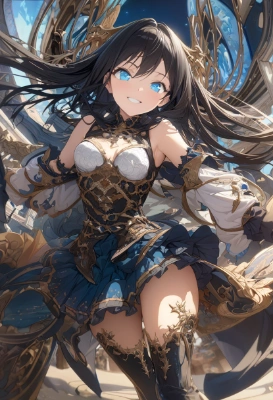 A cheerful black-haired girl