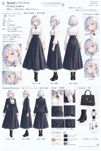 設定資料　アステルとリシア　私服