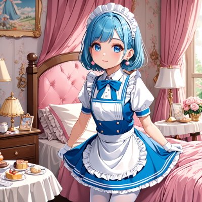 3時の青髪メイドさん