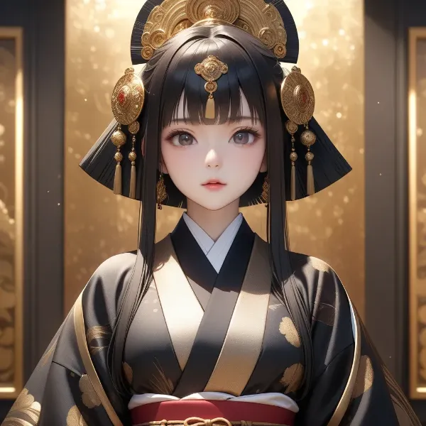 黄金の宮殿に佇む巫女