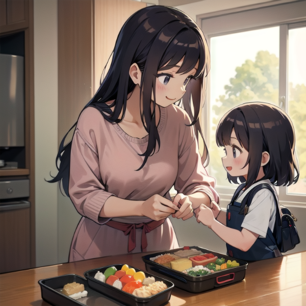娘の為に張り切ってお弁当を作る母親（母心）