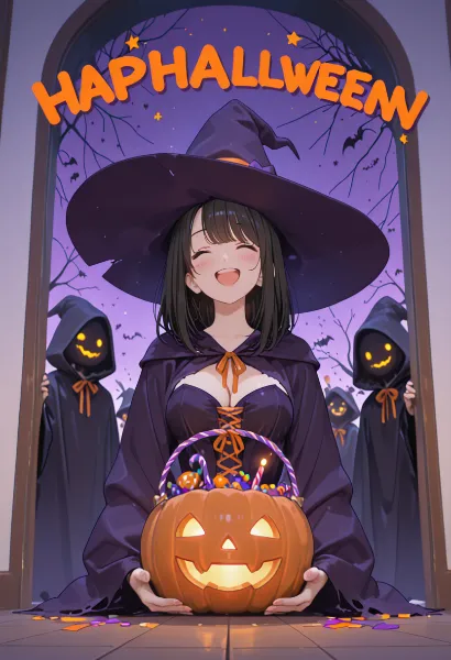 笑顔の魔女と愉快なハロウィン夜