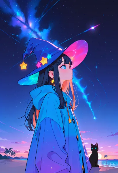 星降るビーチの魔法少女と願いの夜