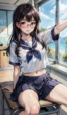 In her room alone