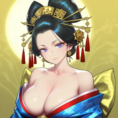 黄金の光を浴びる花魁