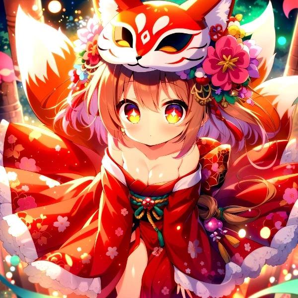 ロングの狐巫女