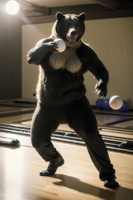 ボールを投げるクマ
