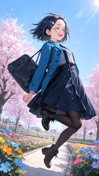 桜舞う春風に跳ねる少女の冒険