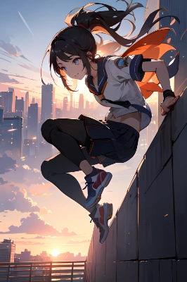 ビルの屋上でパルクール