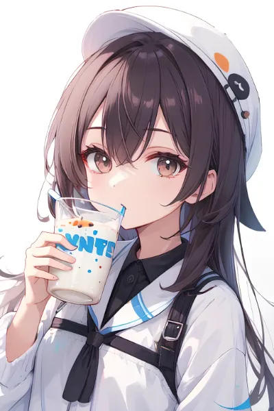 ミルク片手にクールな少女