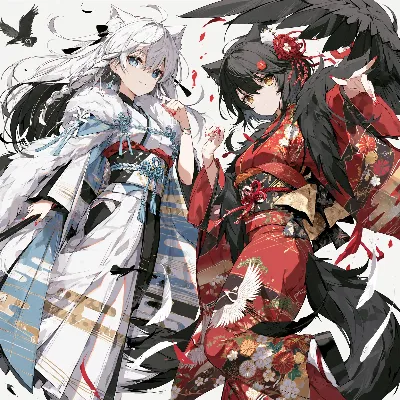 白狐と黒鴉の風に舞う邂逅