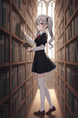 古き図書館の銀髪少女