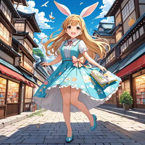 うさ耳少女の本屋街冒険(絵本)