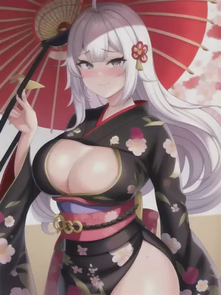 アホ毛三白眼着物女子