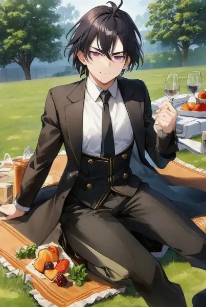 ピクニックを楽しむ黒髪短髪男性達！！