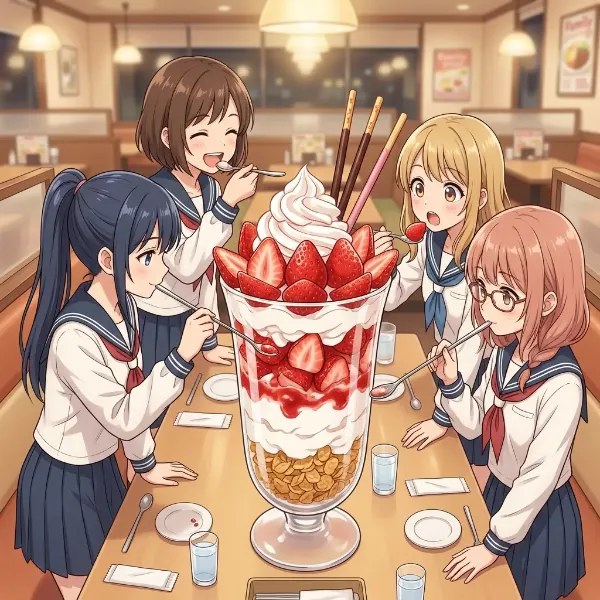 巨大パフェに挑戦！