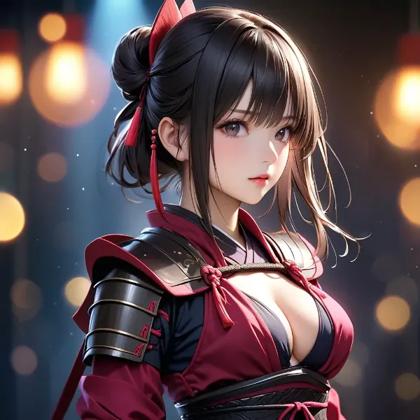 紅蓮の鎧を纏う黒髪美女