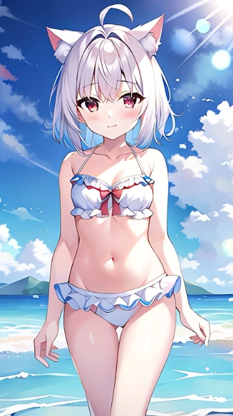 ネコミミ x 海水浴