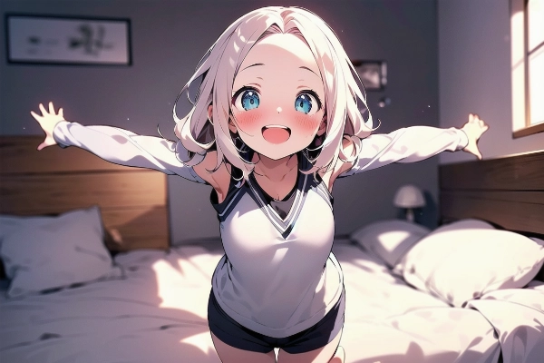 パパに飛び掛かる女の子